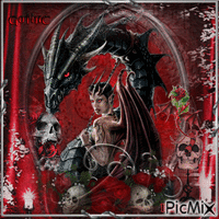 gothic snake and drangon- red and black