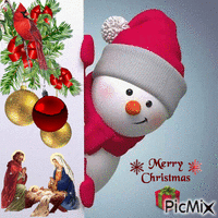 Merry Christmas -Jesus-snowman GIF animé