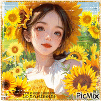Sunflowers Girl - Бесплатный анимированный гифка