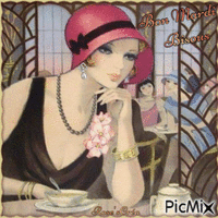 Concours : Femme pensive Art Deco - GIF animado grátis