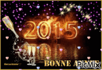 bonne année 2015-3  champagne et feu d'art. - GIF animé gratuit