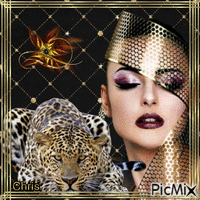 La femme et le léopard κινούμενο GIF