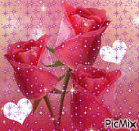 trois belles roses - 免费动画 GIF
