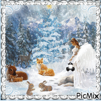 Angel winter with animals
