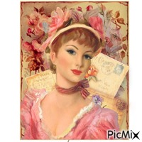 Femme vintage avec une lettre - GIF animé gratuit