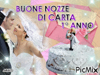BUONE NOZZE DI CARTA 1 ANNO animovaný GIF