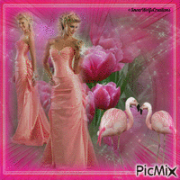 Pink Roses animovaný GIF