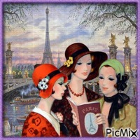 Femme vintage à Paris - zdarma png