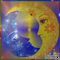 La lune et le soleil - GIF animé gratuit