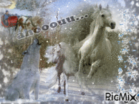 chevaux & loup - 免费动画 GIF