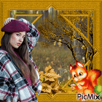 Femme d'automne avec un berret.