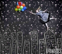 Moça com balões - GIF animate gratis