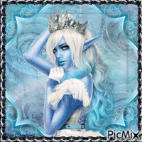 Concours : Femme elfe - portrait bleu - Gratis animeret GIF
