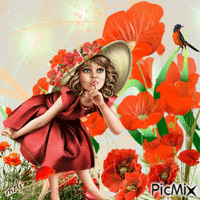 Concours " La fille aux fleurs" - Free animated GIF