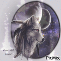 Wolf in Purple Sky Animiertes GIF