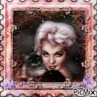 La femme et le chat - Безплатен анимиран GIF