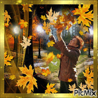 я с листьями - Zdarma animovaný GIF