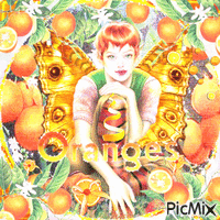 Fantasy orange citrus fairy girl