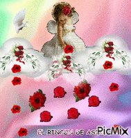 angel y flores animēts GIF