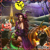 Halloween à Paris - GIF animado grátis