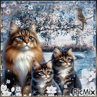 Have a Lovely Day - Cat family - GIF animé gratuit