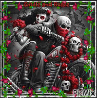 Skulls and Roses - GIF animé gratuit