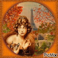 Automne à Paris - Femme vintage. - Animovaný GIF zadarmo