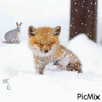 friends in the snow animowany gif