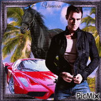 Voiture et Cheval Mustang... 🤍🖤💖 animirani GIF