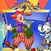 Concours : Clown coloré et sympathique анимированный гифка