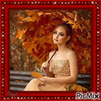 autumn woman анимирани ГИФ