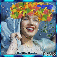 HD Femme Marilyn sous la pluie 🌻🌼🌹🌺 - GIF animé gratuit