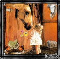 Le  Cheval Et La Petite Fille - Besplatni animirani GIF