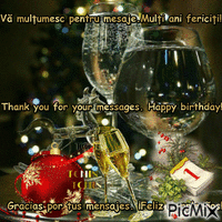 Thank you for your messages. Happy birthday! animēts GIF
