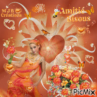 ..Coeurs Orange  M J B Créations - Darmowy animowany GIF