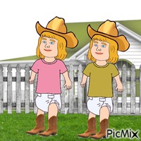 Twin Western babies GIF animado