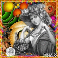Multicolor Background with black and white Woman анимиран GIF