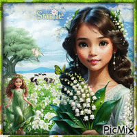 Lily of the valley.Girl - Darmowy animowany GIF
