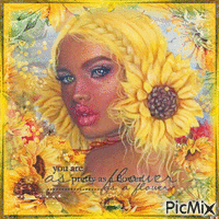Woman sunflowers - GIF animé gratuit