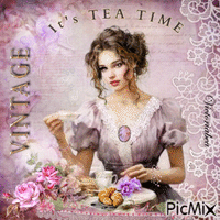 Vintage - Tea time GIF animé