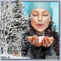 giocando con la neve - Ingyenes animált GIF