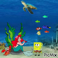 Sebastian, Ariel and Spongebob animirani GIF