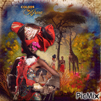 An African woman in the costume of the local folklore GIF animé