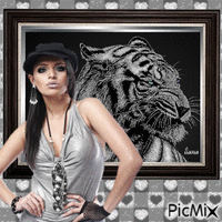 tiger and woman - GIF animé gratuit