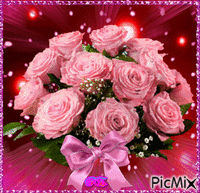 Rózsaszínű rózsacsokor. - Free animated GIF