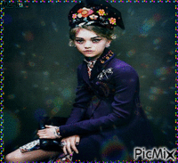 Portrait Woman Colors Deco Glitter Black Fashion Glamour Spring  Flowers Hat animált GIF