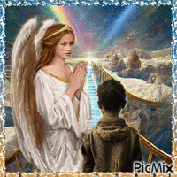 Engel an der Regenbogenbrücke animeret GIF