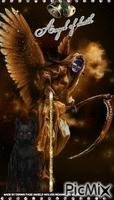 ANGEL OF DEATH WITH BLACK WOLF geanimeerde GIF