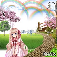 rainbow in manga - GIF animé gratuit
