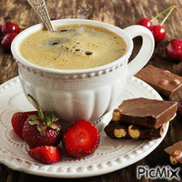 Café fraise chocolat - GIF animado gratis